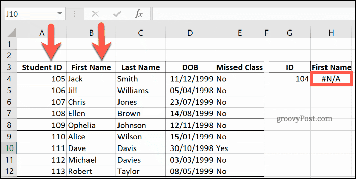 WYSZUKAJ.PIONOWO zwracający błąd NA w programie Excel