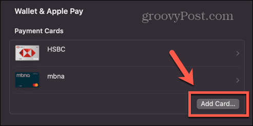 Apple Pay dodaj kartę Mac