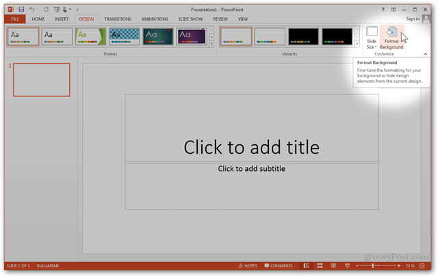 Szablon pakietu Office 2013 Utwórz Utwórz projekt niestandardowy POTX Dostosuj slajdy samouczek Jak zaprojektować opcję formatu tła