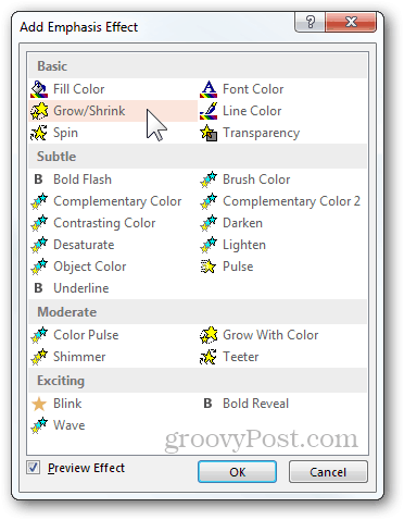 efekt nacisku Powerpoint 2013