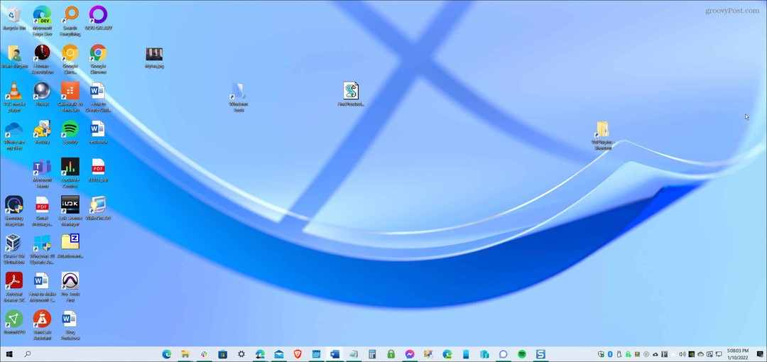 środkowy pasek zadań systemu Windows 10