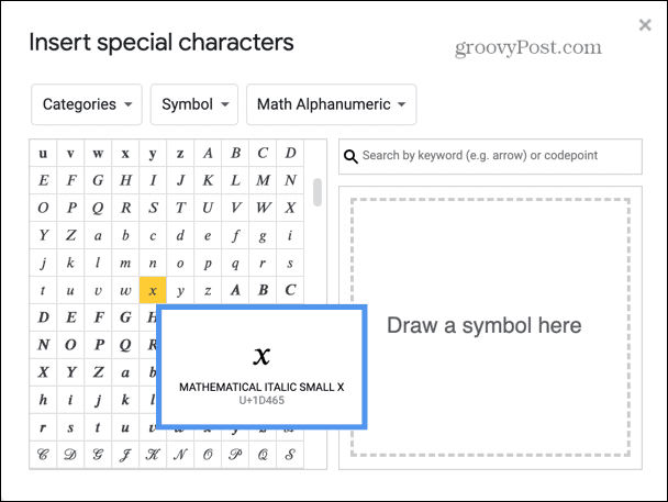 Prezentacje Google wybierz literę algebry