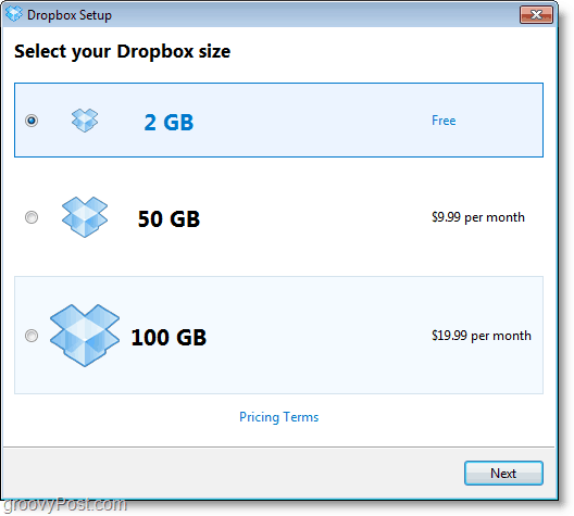 Zrzut ekranu Dropbox - załóż darmowe konto 2 GB