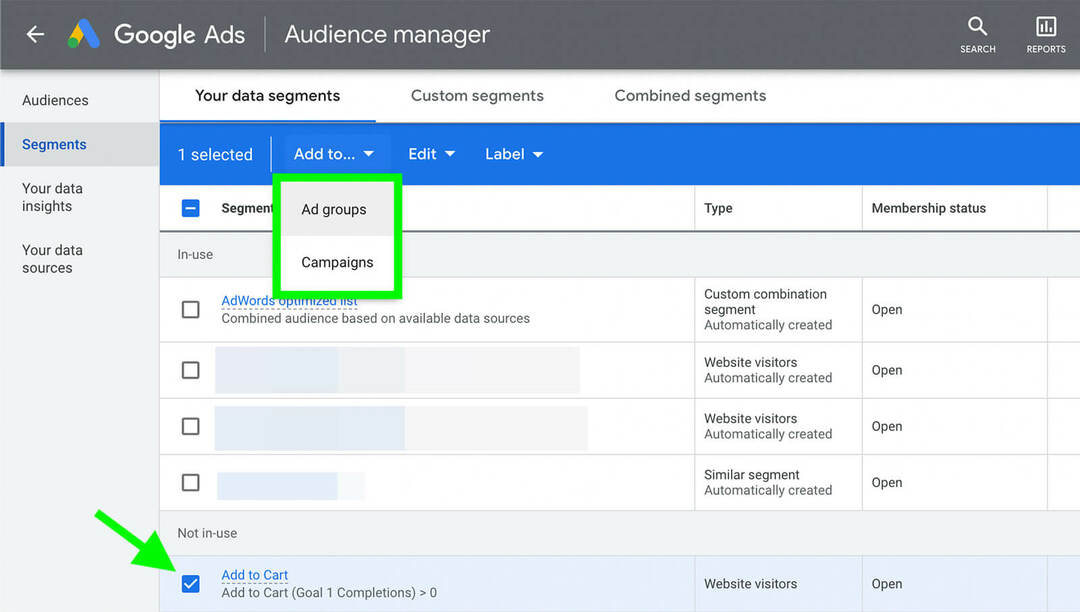 jak skalować-reklam-youtube-ads-poziome-kierowanie-do-odbiorców-przegląd-google-ads-adds-adudience-manager-add-to-test-group-ad-group-or-optimized-campaign add-to-menu-example- 9