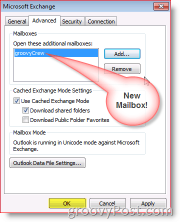 Zrzut ekranu programu Outlook 2010 dodaj kartę zaawansowaną skrzynki pocztowej