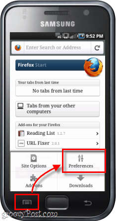 Preferencje aplikacji Firefox dla telefonów z systemem Android