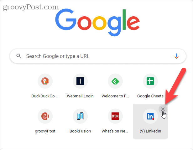 Usuń skrót na stronie nowej karty Chrome