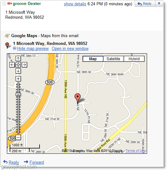 mapy google w Gmailu 
