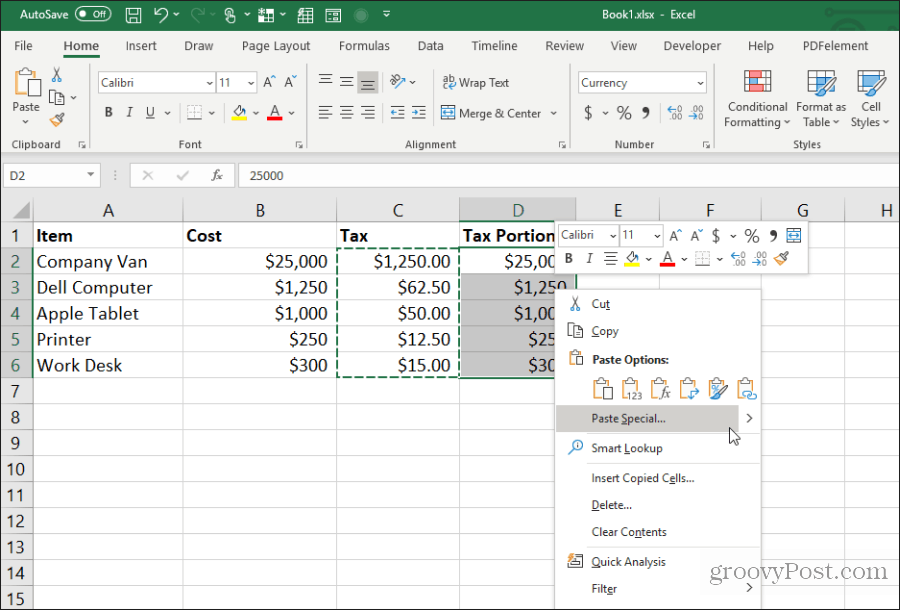 wklej specjalnie w Excelu