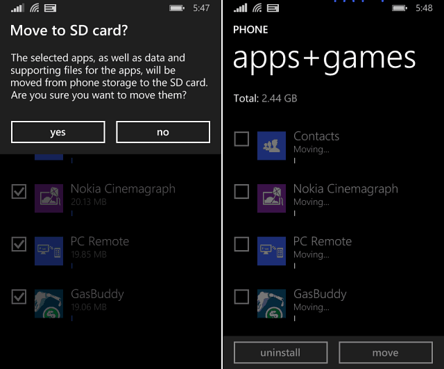 Windows Phone 8.1 Wskazówka: przenieś aplikacje i gry na kartę SD