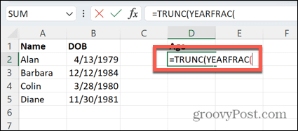 Excel funkcja yearfrac