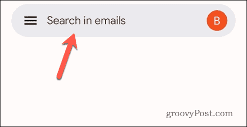Kliknij pasek wyszukiwania w Gmailu dla telefonów komórkowych
