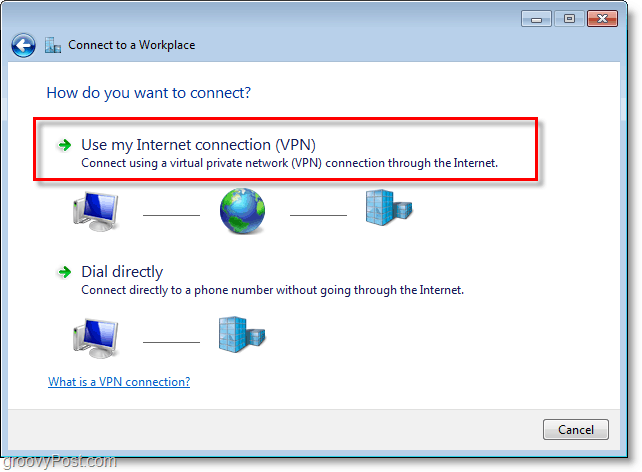 użyj mojego połączenia internetowego VPN w Windows 7