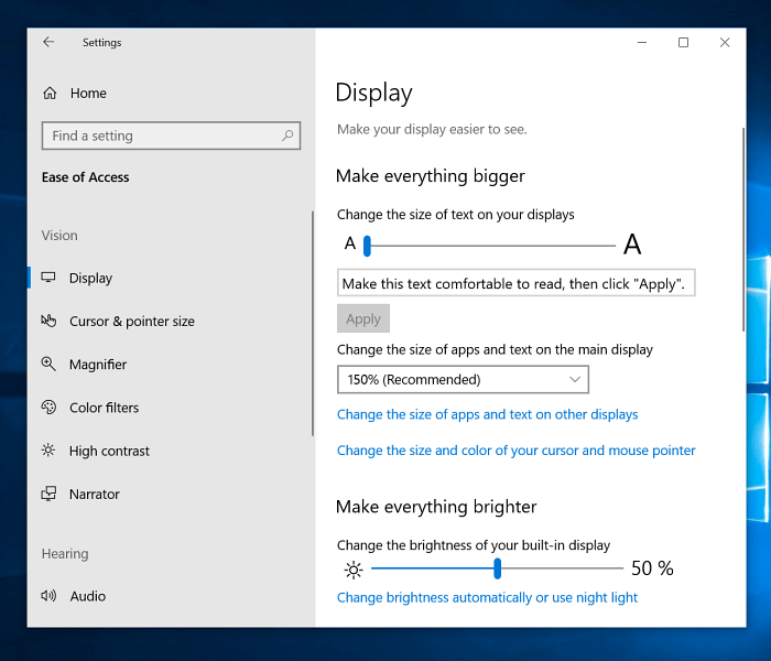 Zmień ustawienia wyświetlania w systemie Windows 10 w Everythign