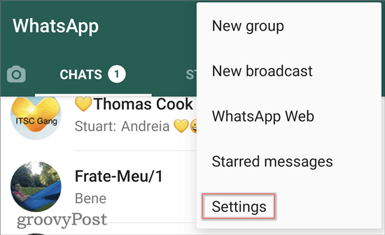 WhatsApp ciemne menu motywu