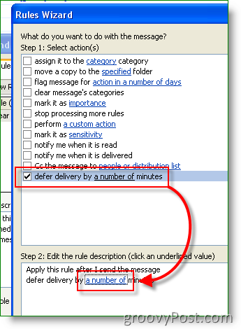Reguła programu Outlook - Ustaw odroczony czas dostawy