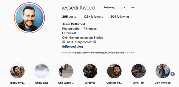 Profil Instagram Jessie Driftwood.