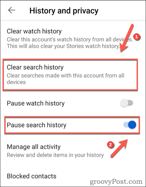 Czyszczenie historii wyszukiwania w YouTube na Androidzie
