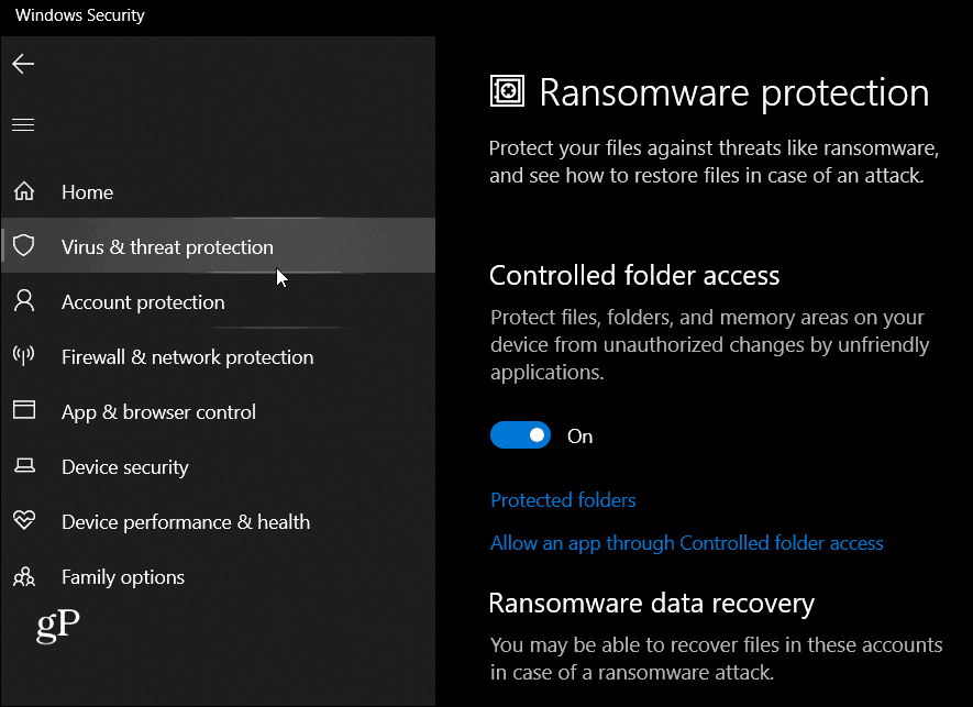 Ochrona przed ransomware Windows 10