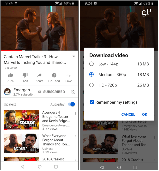 Pobierz filmy z YouTube OnePlus 6T
