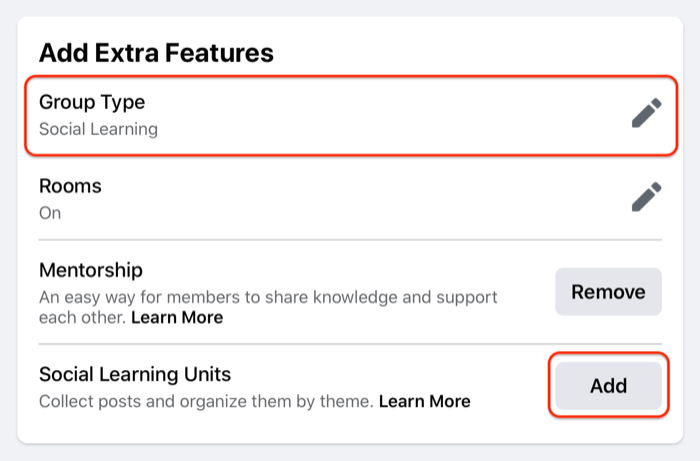 przykład ustawień grupy na Facebooku, z podświetleniem opcji typu grupy