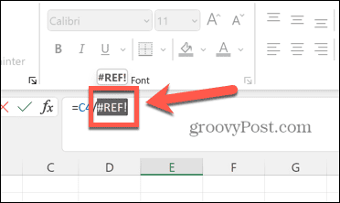 Excel wybrał błąd ref