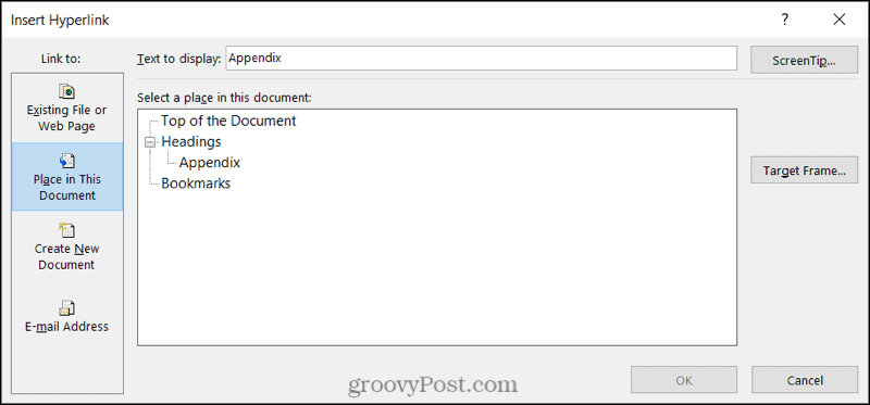 Link do lokalizacji dokumentu w programie Word w systemie Windows