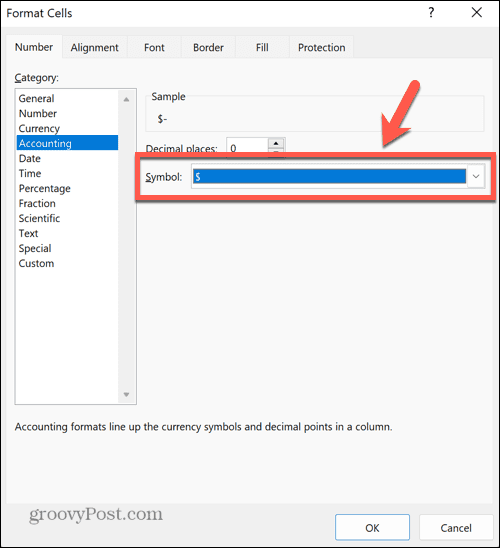 menu rozwijane symboli programu Excel