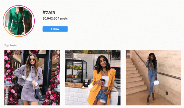 Jak rekrutować płatnych influencerów społecznościowych, przykład postów influencerów na Instagramie dla #zara