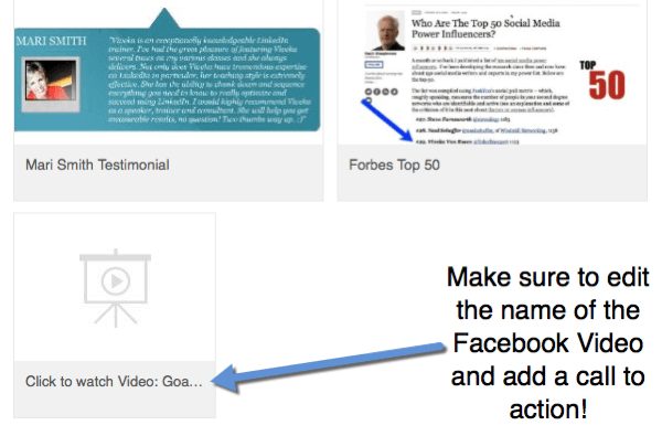 Dodając linki do wideo na Facebooku do swojego profilu, edytuj tytuł, aby zawierał wezwanie do działania, aby obejrzeć wideo.