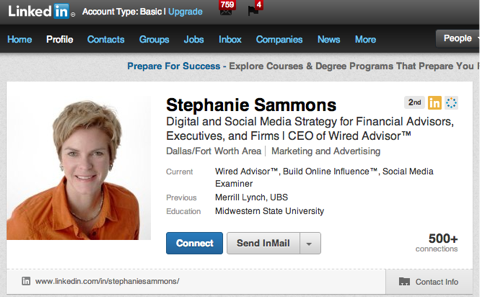 Stephanie Sammons LinkedIn profile