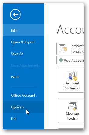 przycisk opcji w programie Outlook 2013