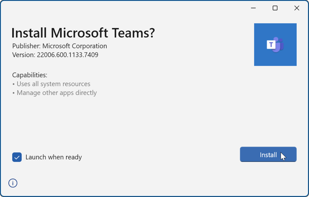 zainstaluj Microsoft Teams nie ładuje się