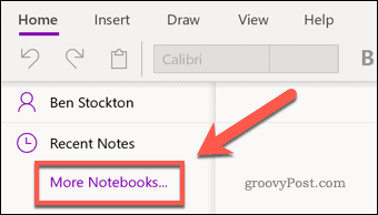 Ikona menu OneNote Więcej notesów