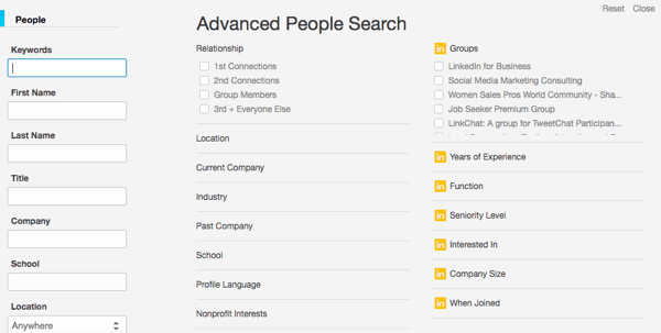 linkedin zaawansowane wyszukiwanie osób