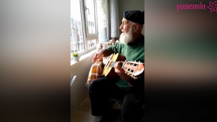 Dziadek gra na gitarze i mówi „Ah lie world”!