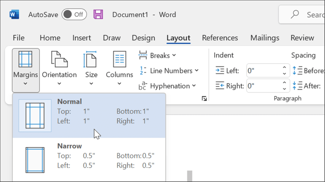 układ Marginesy w formacie apa style w Microsoft Word