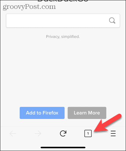 Naciśnij przycisk tabulacji w przeglądarce Firefox na iOS