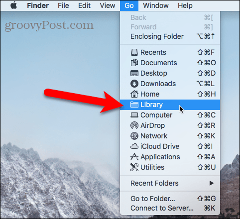 Uzyskaj dostęp do folderu Library przy użyciu menu Go w Finderze na Macu