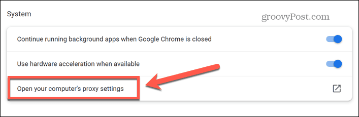 Chrome otwórz ustawienia proxy na swoim komputerze