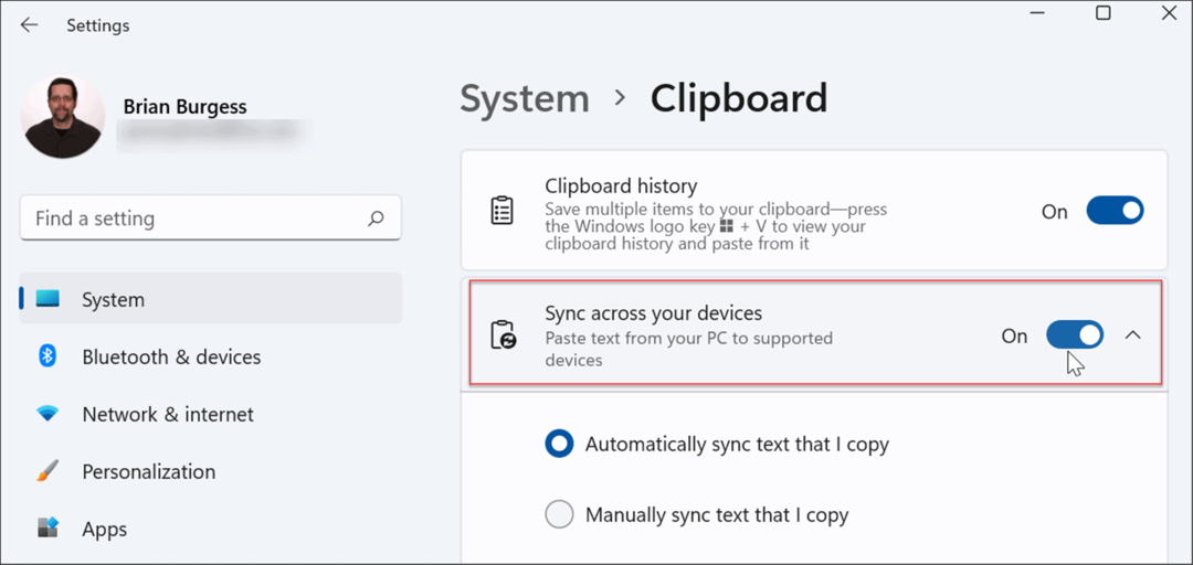 synchronizuj historię schowka na różnych urządzeniach Windows 11