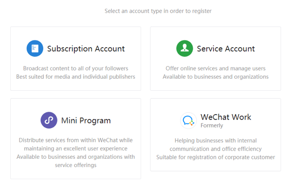 Skonfiguruj WeChat dla firm, krok 2.
