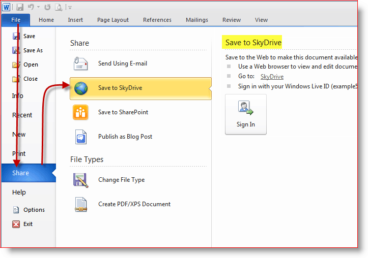 Zapisuj dokumenty w pamięci online SkyDrive