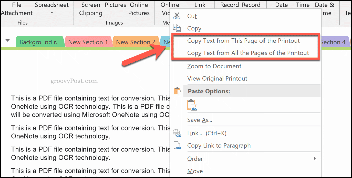 Kopiowanie tekstu z wydruku strony w programie OneNote