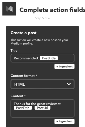 Możesz także utworzyć aplet IFTTT, aby polecić post z Medium na swoim własnym koncie Medium.