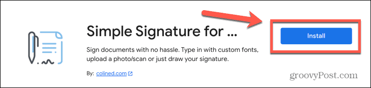 Dokumenty google instalują prosty dodatek do podpisu