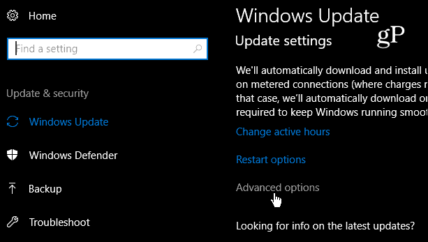 Zaawansowane ustawienia aktualizacji systemu Windows 10