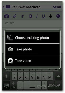 Yahoo Mail Android dodaj zdjęcie wideo