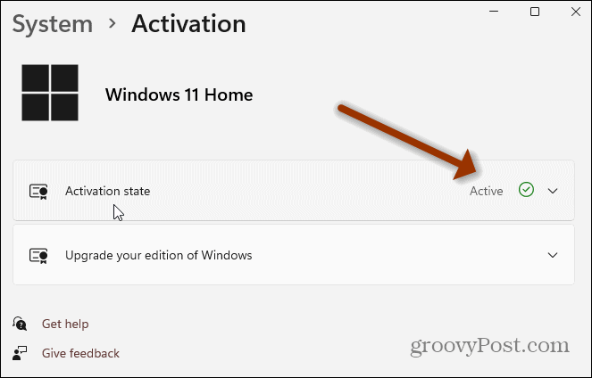 Strona ustawień aktywacji systemu Windows 11