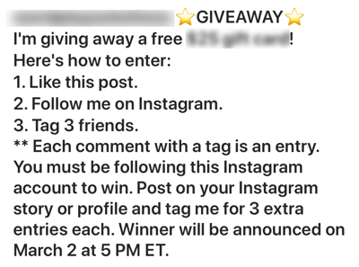 Jak rekrutować płatnych social influencerów, przykład kiepsko zrobionego posta konkursowego na Instagramie